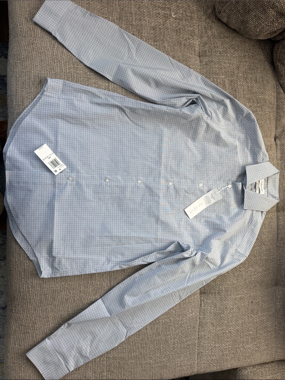 Calvin Klein Light Blue Micro-Check Dress Shirt